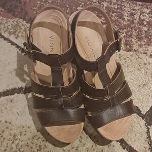 Vionic Dark Brown Leather Sandals